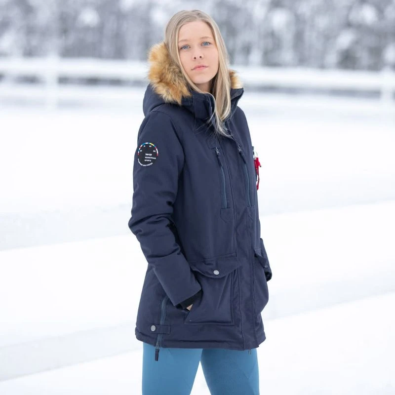 Horze Women's Brooke Long Parka Jacket - Dark Navy 4 Horze Women's Brooke Long Parka Jacket - Dark Navy - Image 2