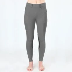 Irideon Women's Bending Line Knee Patch Tights - Dove Grey -Riding Apparel Store 404828 800 800