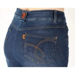 Shires Aubrion Women's Putney Denim Knee Patch Breeches - Dark Blue -Riding Apparel Store 410754 800 800