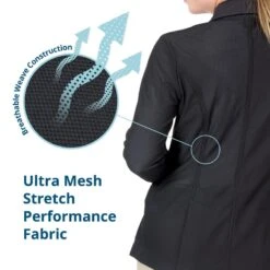 Ovation Women's Signature AirFlex 3-Button Show Coat - Black -Riding Apparel Store 422651 800 800