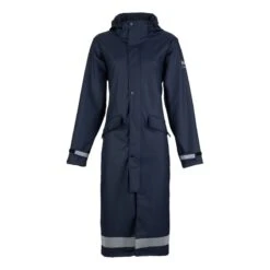 Horze Women's Hazel Long Raincoat - Dark Navy -Riding Apparel Store 428288 800 800