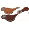 Western Rawhide Country Legend Shaped Basket Tooling Spur Straps With Steel Dots - Chestnut -Riding Apparel Store 447251 800 800
