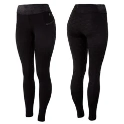 Horze Women's Tights W/Black Glitter - Black