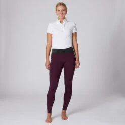 Horze Women's Winter Tights W/Black Glitter - Dark Red -Riding Apparel Store 498796 800 800