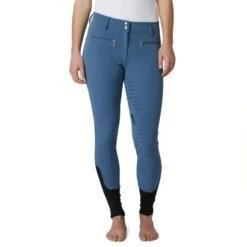 Horze Women's Melody High Waist Micro Silicone Full Seat Breeches - Blue -Riding Apparel Store 530350 800 800