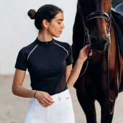 B Vertigo Women's Adara Cool Tech Training Shirt - Dark Navy -Riding Apparel Store 549318 800 800