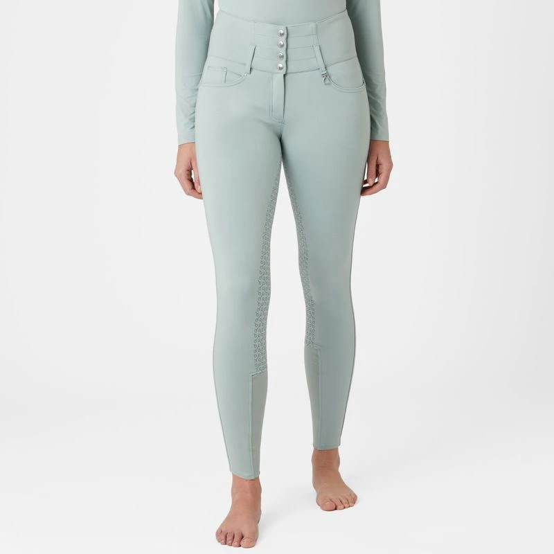 Horze Women's Tara Full Seat Breeches - Aqua Grey 3 Horze Women's Tara Full Seat Breeches - Aqua Grey