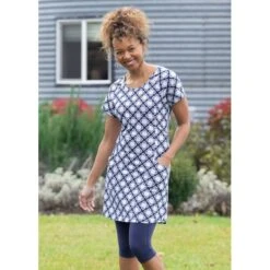 EQL Women's Everyday Tunic Dress - Indigo Tiles -Riding Apparel Store 566143 800 800