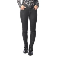 Kerrits Women's Stretch Denim Knee Patch Breeches - Charcoal -Riding Apparel Store 570773 800 800