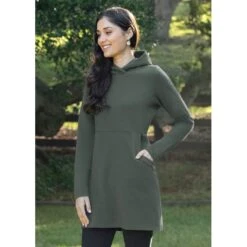 EQL Women's Weekender Fleece Hoodie Dress - Spruce 12 EQL Women's Weekender Fleece Hoodie Dress - Spruce -Riding Apparel Store 582356 800 800