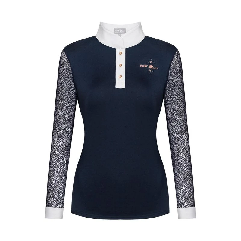 Fair Play Women's Cecile Rose Gold Long Sleeve Competition Shirt - Navy 3 Fair Play Women's Cecile Rose Gold Long Sleeve Competition Shirt - Navy
