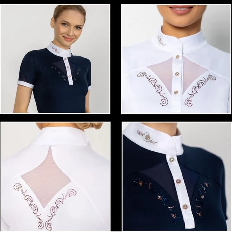 Fair Play Women's Cathrine Rose Gold Short Sleeve Competition Shirt - Navy/White 6 Fair Play Women's Cathrine Rose Gold Short Sleeve Competition Shirt - Navy/White - Image 4