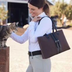 Oughton Half Halt Classic Canvas Handbag - Heritage Brown/Black -Riding Apparel Store 603843 800 800