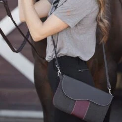 Oughton Vintage Canvas Paddock Crossbody - Graphite/Bordeaux -Riding Apparel Store 603911 800 800