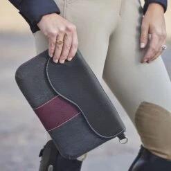 Oughton Vintage Canvas Paddock Crossbody - Graphite/Bordeaux -Riding Apparel Store 603912 800 800