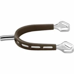 Herm Sprenger 35mm Flat Neck Ultra Fit Extra Grip Spurs - Stainless Steel/Brown Grip