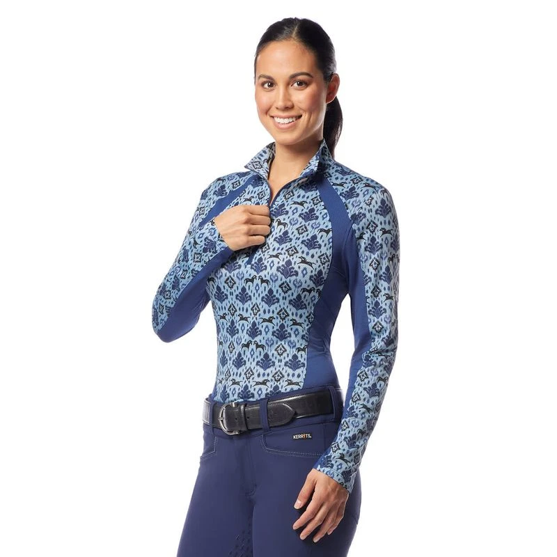 Kerrits Women's Always Cool Print Ice Fil Long Sleeve Shirt - Ink Painted Horse/True Blue 4 Kerrits Women's Always Cool Print Ice Fil Long Sleeve Shirt - Ink Painted Horse/True Blue - Image 2