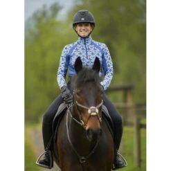 Kerrits Women's Always Cool Print Ice Fil Long Sleeve Shirt - Ink Painted Horse/True Blue 12 Kerrits Women's Always Cool Print Ice Fil Long Sleeve Shirt - Ink Painted Horse/True Blue -Riding Apparel Store 610305 800 800