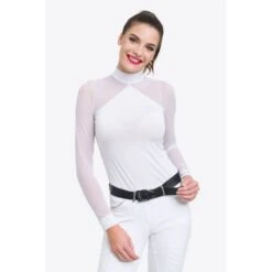 Cavalliera Women's Marielle Long Sleeve Show Shirt - White/White -Riding Apparel Store 644348 800 800