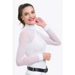 Cavalliera Women's Marielle Long Sleeve Show Shirt - White/White -Riding Apparel Store 644349 800 800