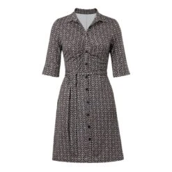 EQL Women's Belted Knit Dress - Black Bit Geo 9 EQL Women's Belted Knit Dress - Black Bit Geo -Riding Apparel Store 644679 800 800