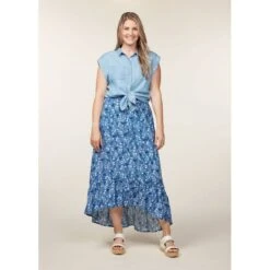 EQL Women's Tencel Rolled Cuff Shirt - Chambray -Riding Apparel Store 644825 800 800