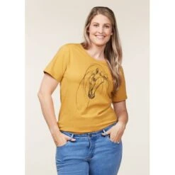 EQL Women's Graceful Horse T-Shirt - Dijon -Riding Apparel Store 645220 800 800