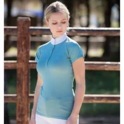 Horseware Women's Sara Jersey Short Sleeve Competition Shirt - Tourmaline -Riding Apparel Store 680575 800 800