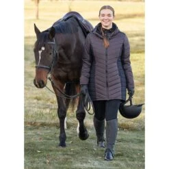 Kerrits Women's Horsey Houndstooth Insulated Parka - Java Houndstooth/Black -Riding Apparel Store 682953 800 800