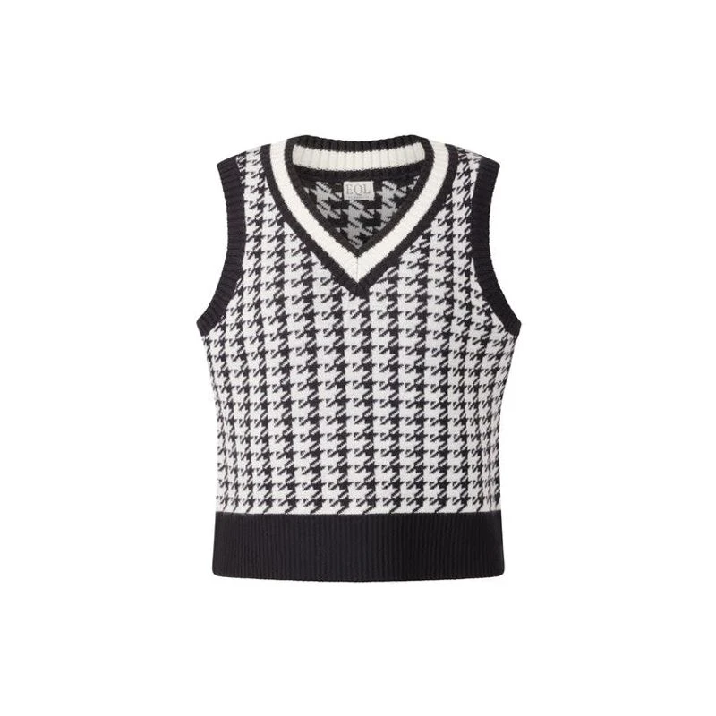 EQL Women's Houndstooth Sweater Vest - Black/Soft White 3 EQL Women's Houndstooth Sweater Vest - Black/Soft White