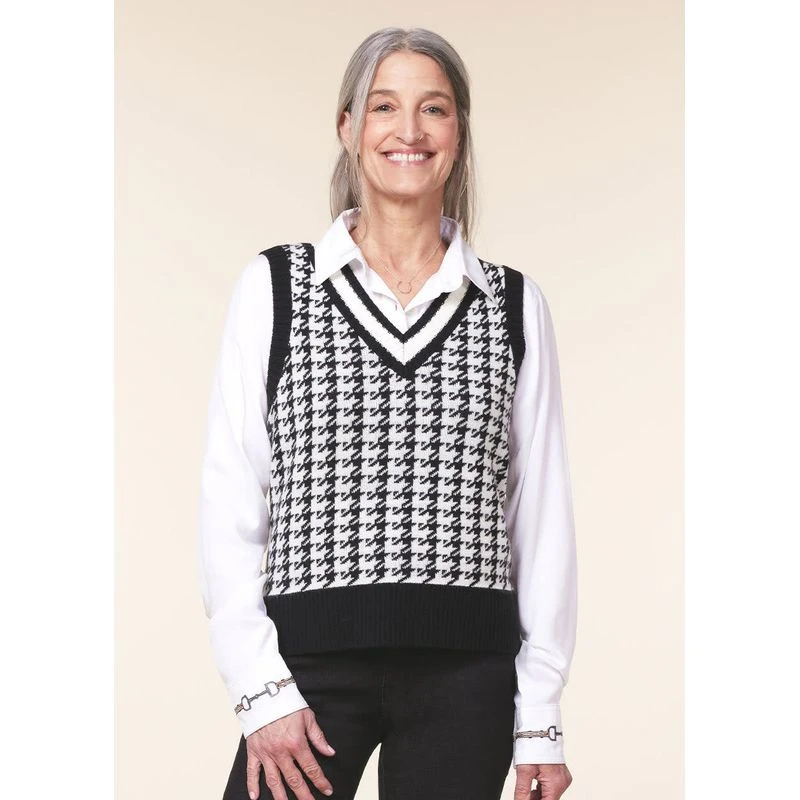 EQL Women's Houndstooth Sweater Vest - Black/Soft White 4 EQL Women's Houndstooth Sweater Vest - Black/Soft White - Image 2