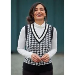 EQL Women's Houndstooth Sweater Vest - Black/Soft White 14 EQL Women's Houndstooth Sweater Vest - Black/Soft White -Riding Apparel Store 694436 800 800