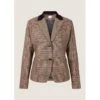 EQL Women's Chelsea Houndstooth Plaid Blazer - Camel/Black