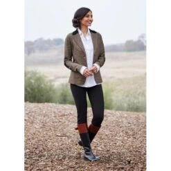 EQL Women's Chelsea Houndstooth Plaid Blazer - Camel/Black -Riding Apparel Store 700399 800 800